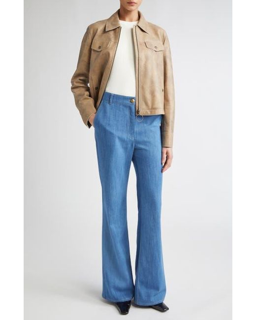 Akris Punto Blue Celia High Waist Wide Leg Jeans