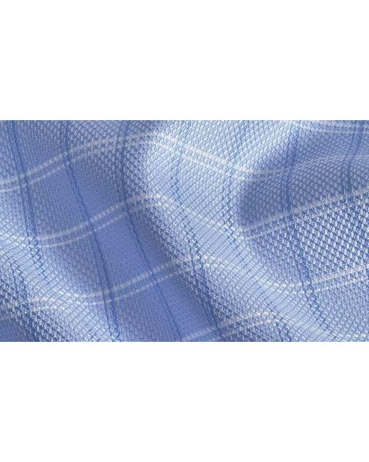 David Donahue Blue Trim Fit Check Royal Oxford Dress Shirt for men