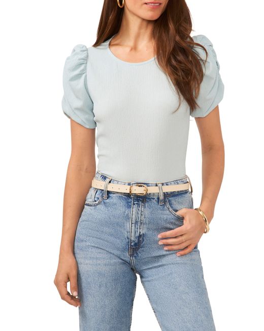 Vince Camuto Blue Gathered Puff Sleeve Blouse