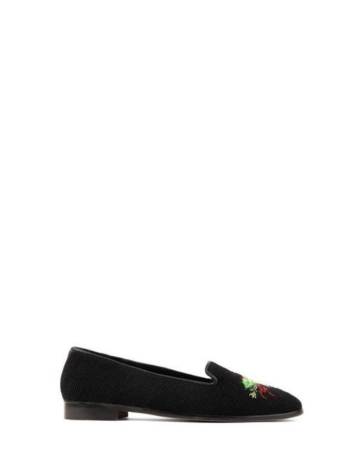 PAIGE Black Needlepoint Holly Flat