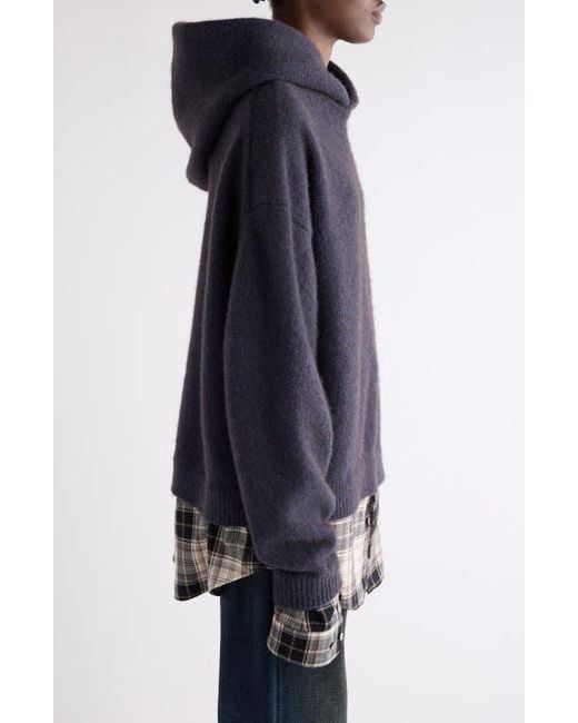 Acne Blue Krisp Layered Yak Hair & Alpaca Blend Sweater Hoodie