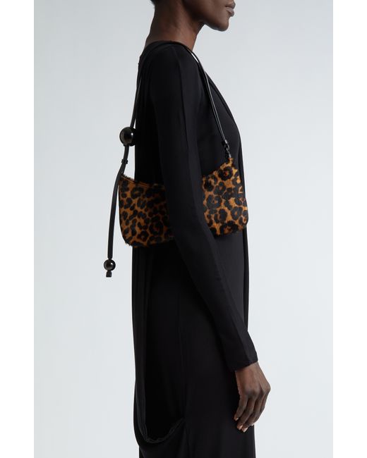 Jacquemus Black Le Bisou Pearle Leopard Print Genuine Calf Hair Shoulder Bag