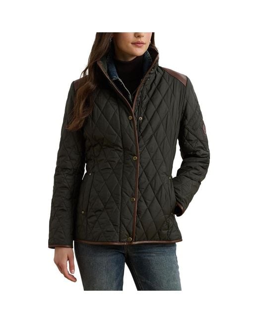 Ralph Lauren Diamond Quilted Barn Jacket With Faux Leather