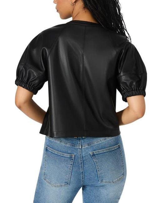 Steve Madden Black Roxanne Short Sleeve Faux Leather Top