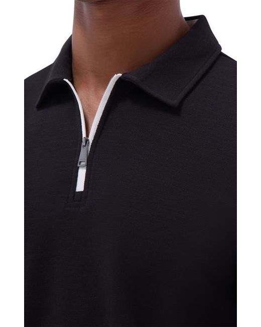 Bugatchi Blue Quarter Zip Polo for men