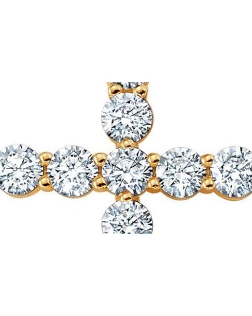 Crislu Metallic Round Cubic Zirconia Cross Pendant Necklace