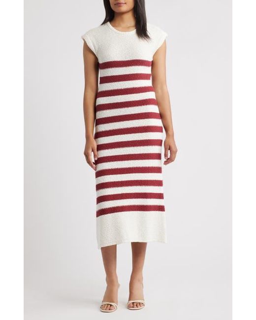 ZOE AND CLAIRE Red Placed Stripe Cotton Sweater Dress