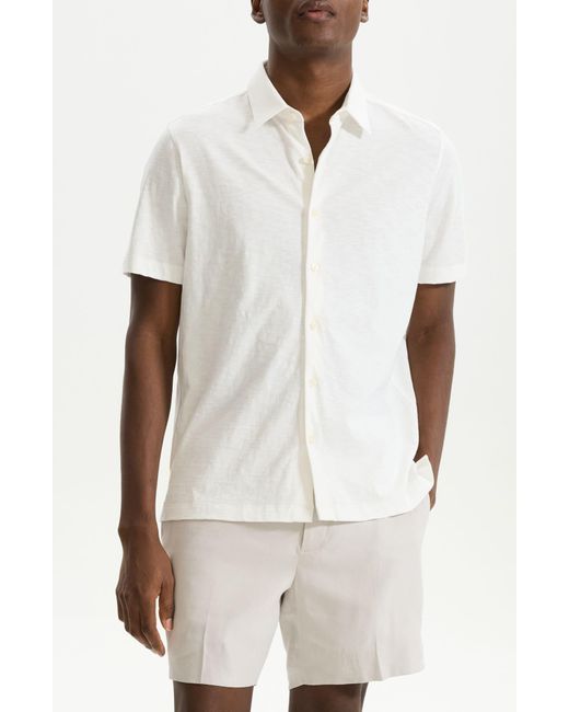Theory White Noran Short Sleeve Knit Button-up Shirt for men