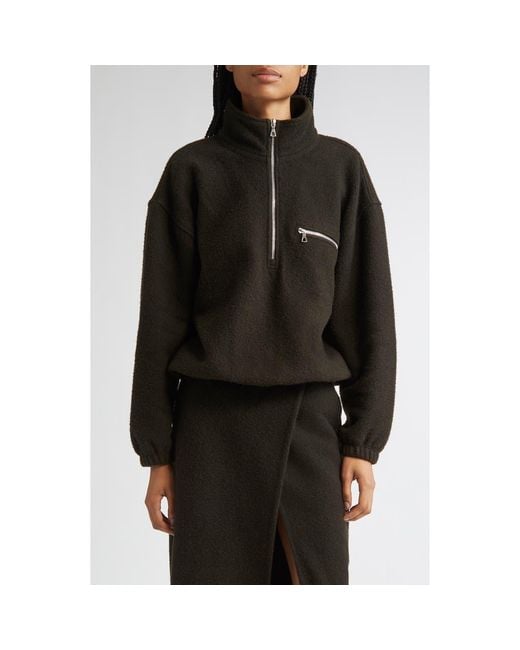 Rier Black Wool Fleece Half Zip Sweatshirt