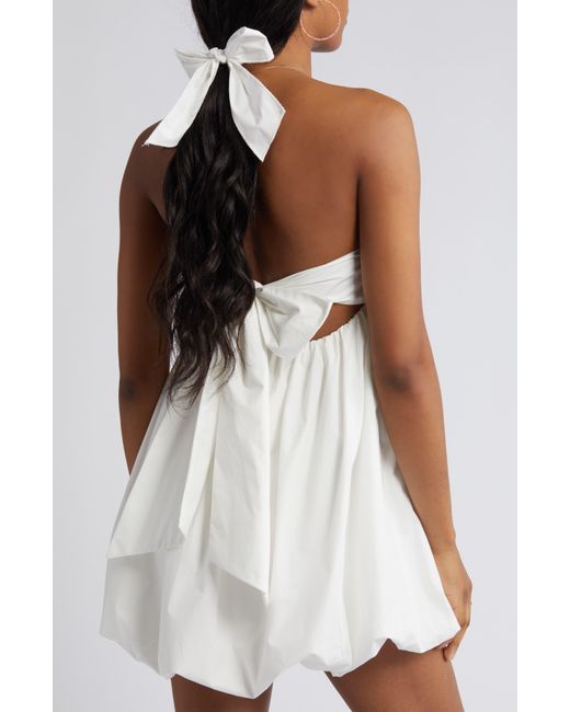 BP. White Strapless Bubble Hem Minidress