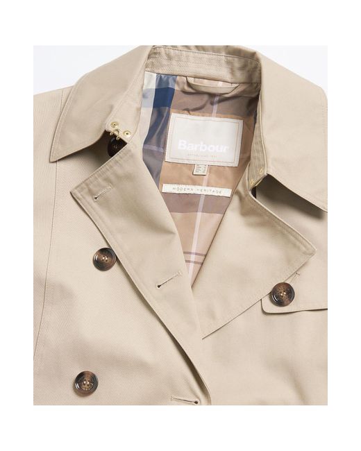 Barbour White Greta Showerproof Belted Trench Coat