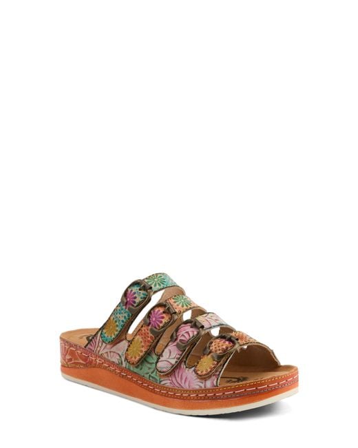 Spring Step Brown Bellini Platform Wedge Slide Sandal