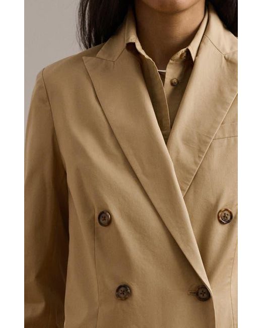 Ralph Lauren Brown Double Breasted Cotton Twill Blazer