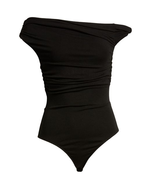 Astr Black Fiora One-shoulder Bodysuit