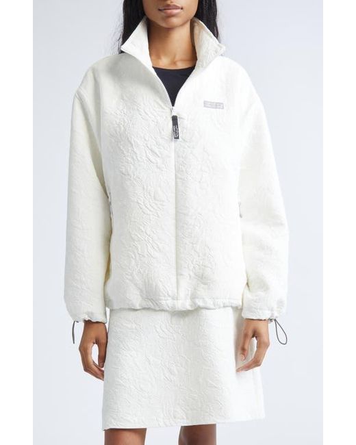 Sandy Liang White Ascher Jacquard Quarter Zip Top