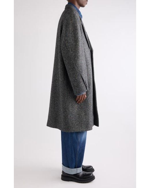 Givenchy Gray Oversize Wool Blend Herringbone Overcoat for men