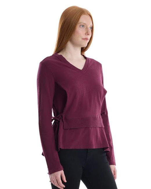 Wilt Purple Mixed Media Double Layer Effect V-Neck Tee