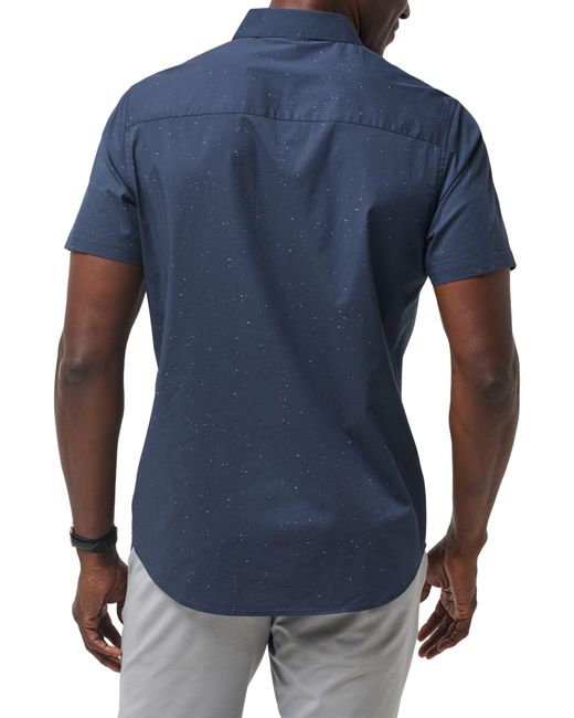 Travis Mathew Blue Valley Forge Stretch Short Sleeve Button-up Shirt for men