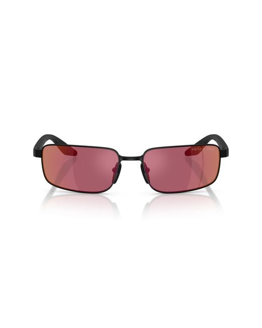 Prada Linea Rossa Red 54Mm Polarized Rectangular Sunglasses for men