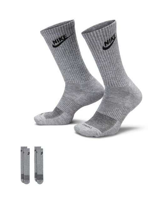 Nike Gray Dri-fit Everyday Plush Cushioned Crew Socks for men