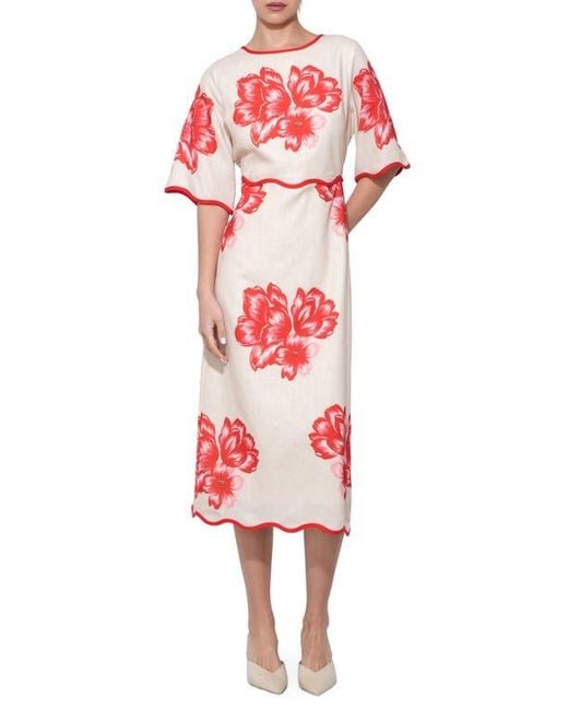 Adelyn Rae Sonia Floral Print Midi Dress in Red | Lyst