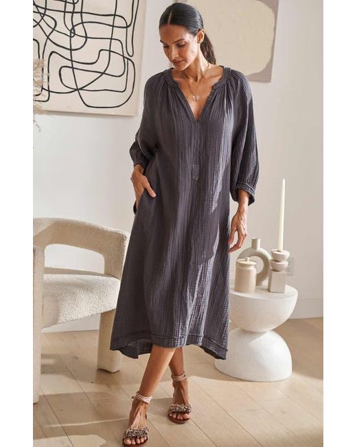 ocean + main Gray Gauze Dress With Pockets