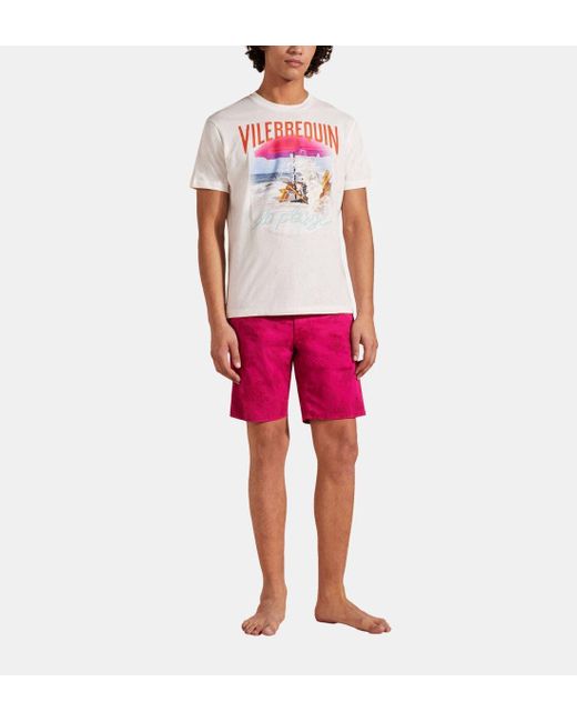 Vilebrequin Red Wave On Vbq Beach Cotton T-shirt for men