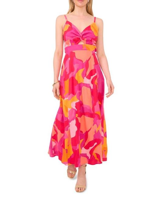 Halogen® Pink Printed Cutout Tie Back Maxi Sundress