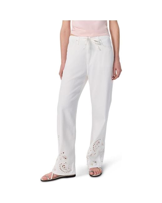 Rag & Bone White Phoebe Wide Leg Drawstring Jeans