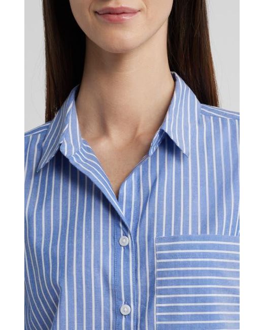 Beach Lunch Lounge Blue Candy Stripe Cotton Blend Button-Up Shirt