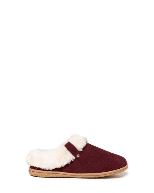 Minnetonka Red Camp Collar Faux Fur Scuff Slipper