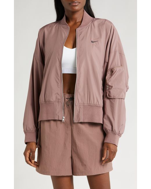 Nike Brown Sportswear Essentials Oversize Bomber Jacket