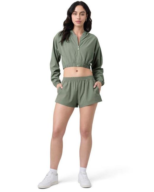 Florence By Mills Green Front Zip Hooded Crop Track Jacket