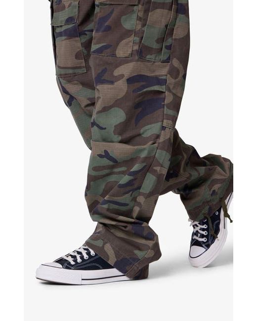MNML Black Print Ultra Baggy Ripstop Cargo Pants for men
