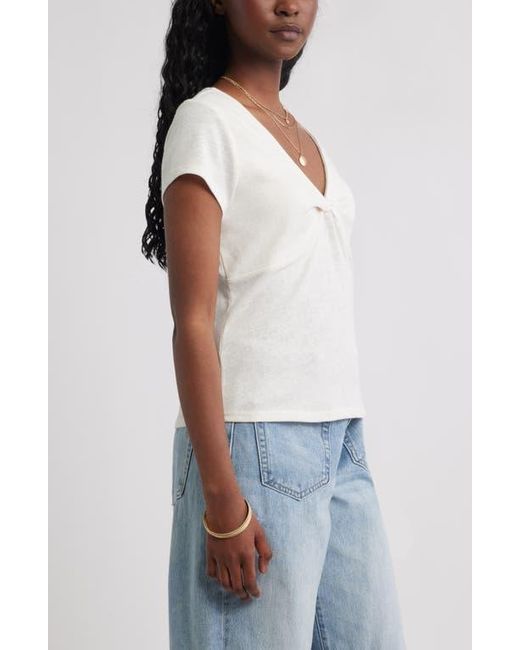 Treasure & Bond Blue Twist Front V-Neck Knit Top