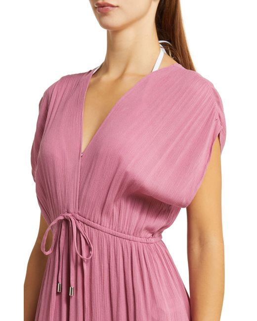 Elan Pink Wrap Maxi Cover-up Dress