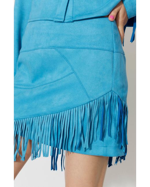Something New Blue Nadia Asymmetric Fringe Skirt