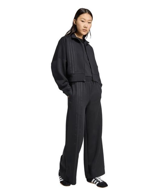 Adidas Black 3-Stripes Zip Front Cotton Blend Jacket
