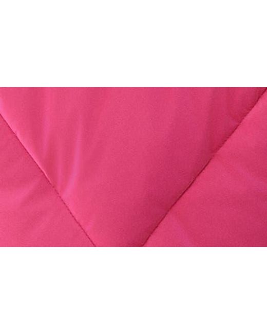 True Religion Red High Shine Hooded Crop Puffer Jacket