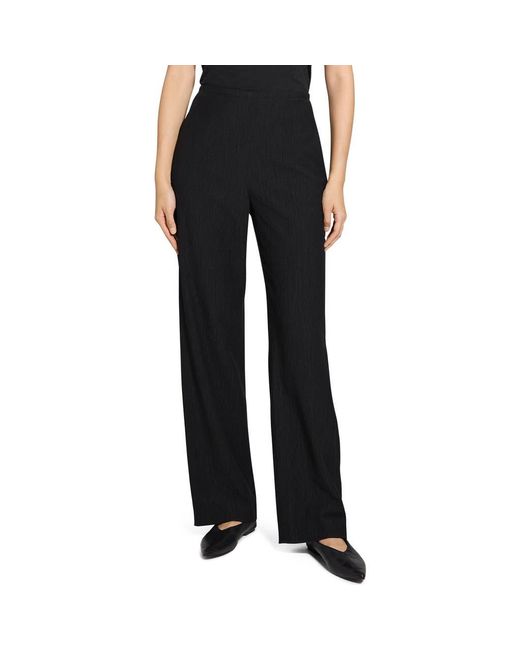 Theory Black Crinkle Pull-On Wide Leg Pants