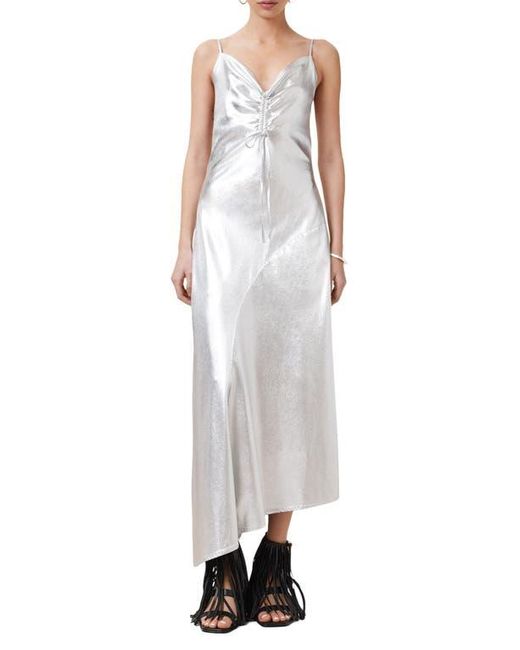 AllSaints White Alexia Metallic Asymmetric Slipdress
