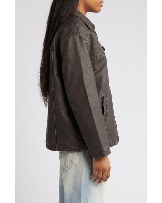 BDG Brown Wadded Faux Leather Jacket