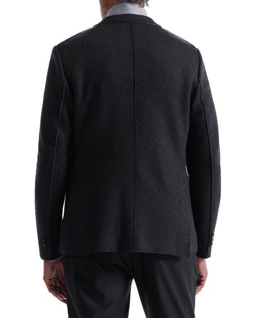 Bugatchi Black Wool Blend Laser Cut Blazer for men