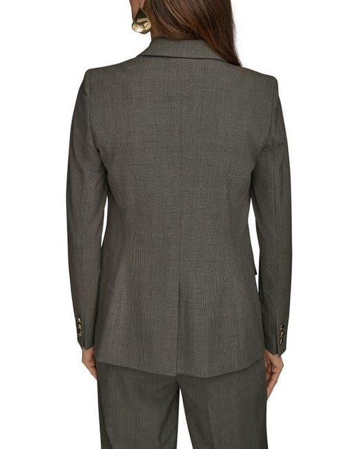 Donna Karan Black Plaid One-Button Blazer