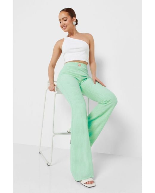 Nocturne Green High-waisted Flare Pants