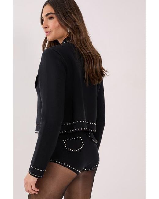 Nasty Gal Black Knitted Western Stud Detail Cardigan