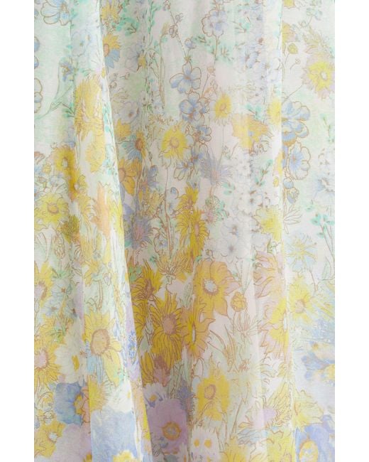 Zimmermann Multicolor Floral Ruffle Linen & Silk Gown