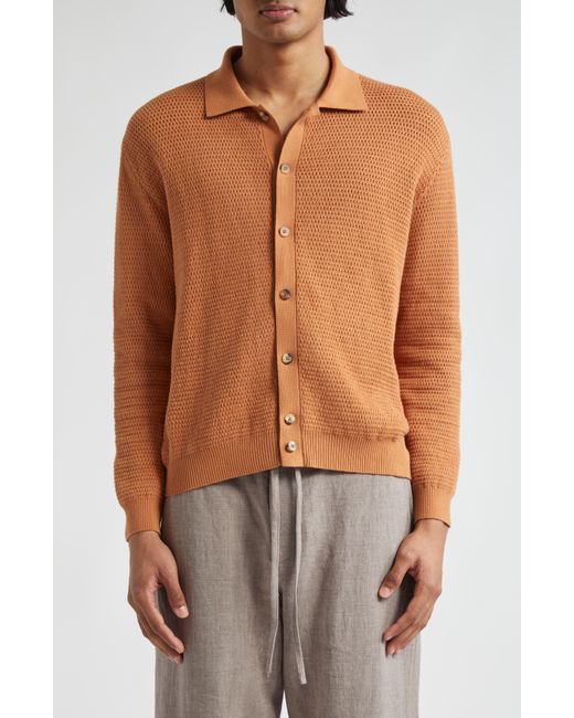 De Bonne Facture Orange Honeycomb Knit Cardigan for men