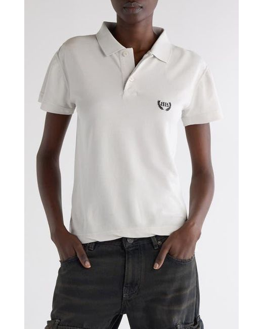 Balenciaga Laurel Embroidered Fitted Cotton Piqué Polo in