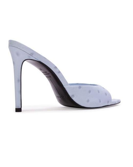 Black Suede Studio White Brea Ostrich Mule